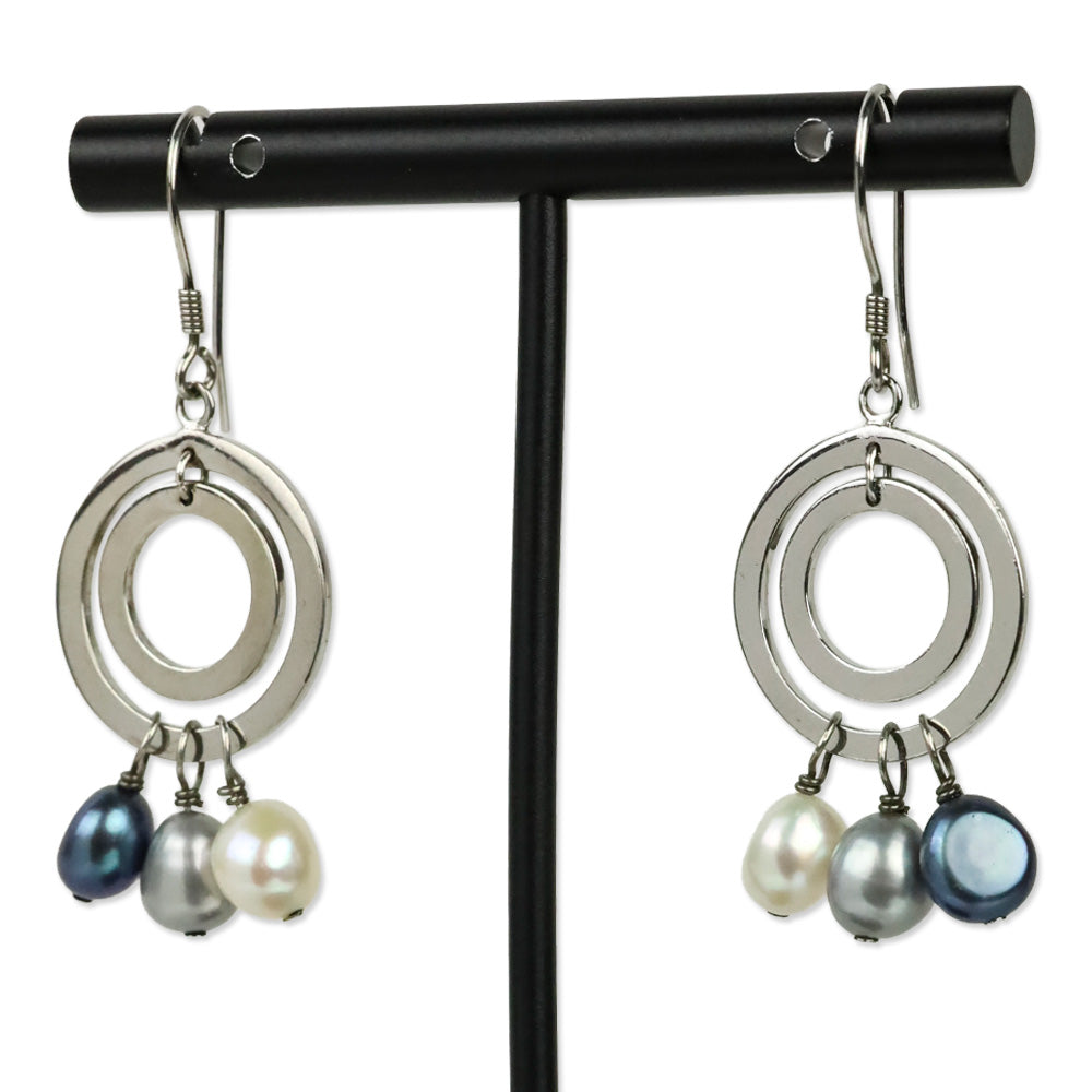 Iridesse By Tiffany & Co. Sterling Multicolor Pearl Circle Drop Earrings