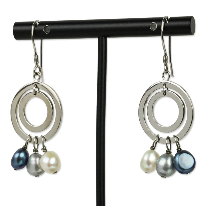 Iridesse By Tiffany & Co. Sterling Multicolor Pearl Circle Drop Earrings