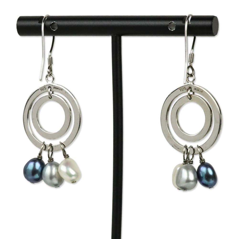 Iridesse By Tiffany & Co. Sterling Multicolor Pearl Circle Drop Earrings