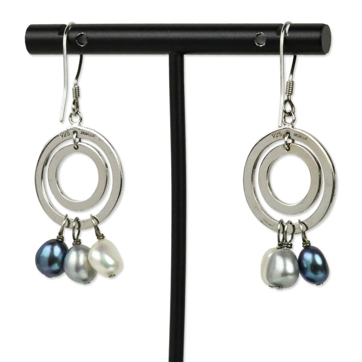 Iridesse By Tiffany & Co. Sterling Multicolor Pearl Circle Drop Earrings