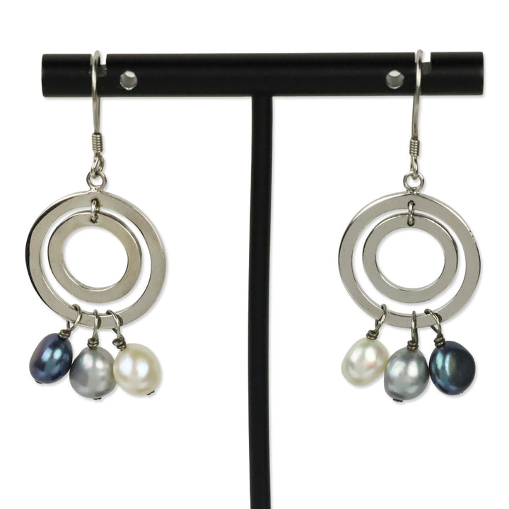 Iridesse By Tiffany & Co. Sterling Multicolor Pearl Circle Drop Earrings