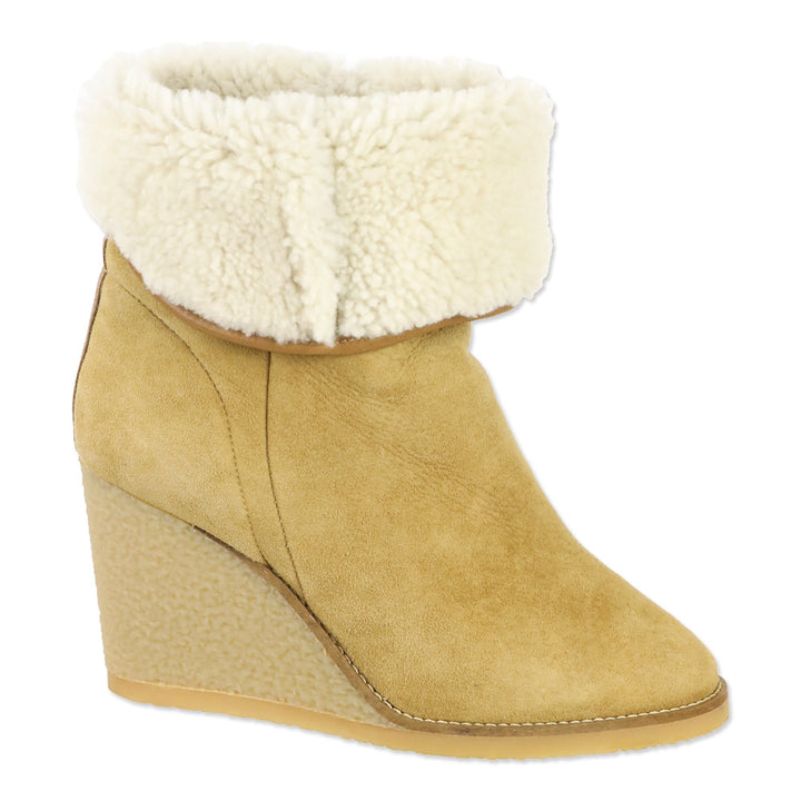 Isabel Marant Beige Suede Shearling Wedge Totam Booties