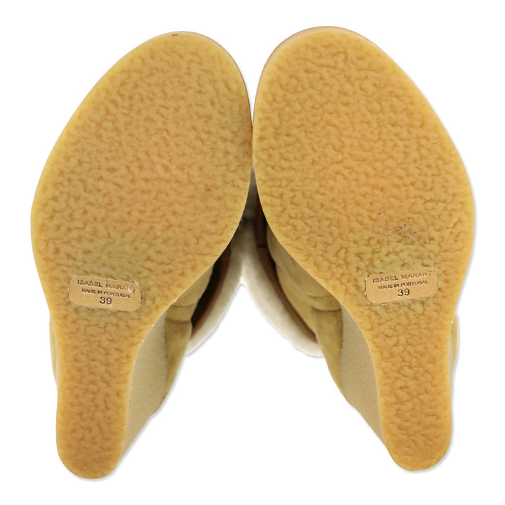 Isabel Marant Beige Suede Shearling Wedge Totam Booties