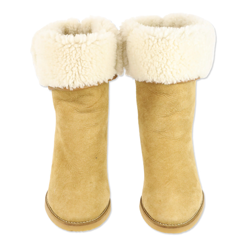 Isabel Marant Beige Suede Shearling Wedge Totam Booties