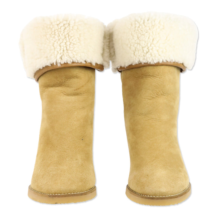 Isabel Marant Beige Suede Shearling Wedge Totam Booties