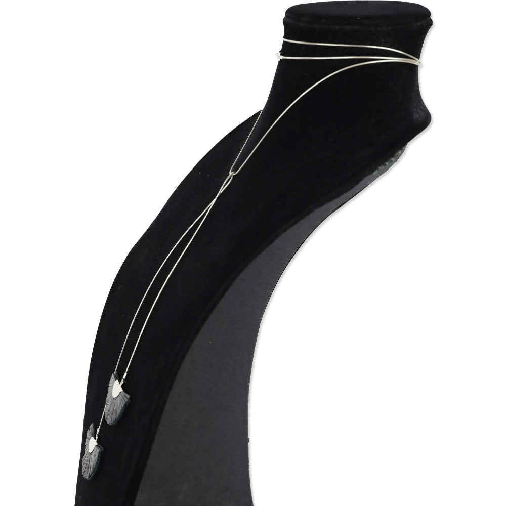 Isabel Marant Black Leather Folding Fan Wrap Necklace