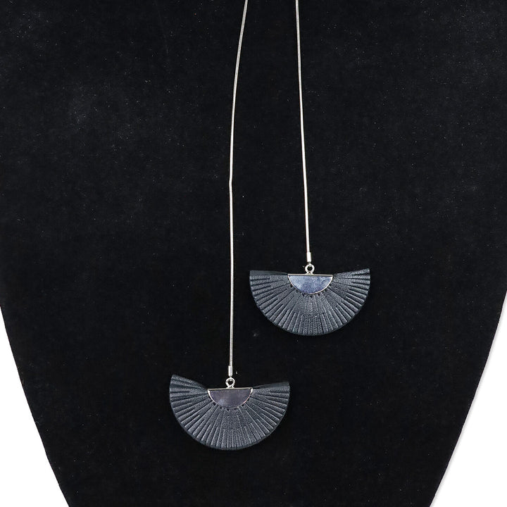 Isabel Marant Black Leather Folding Fan Wrap Necklace