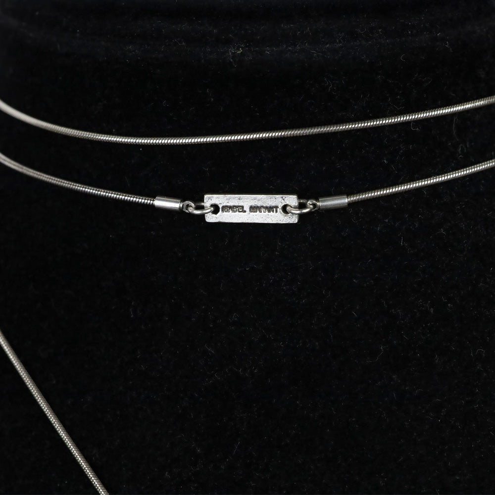 Isabel Marant Black Leather Folding Fan Wrap Necklace