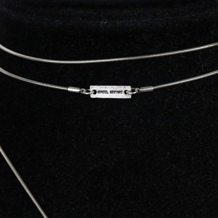 Isabel Marant Black Leather Folding Fan Wrap Necklace