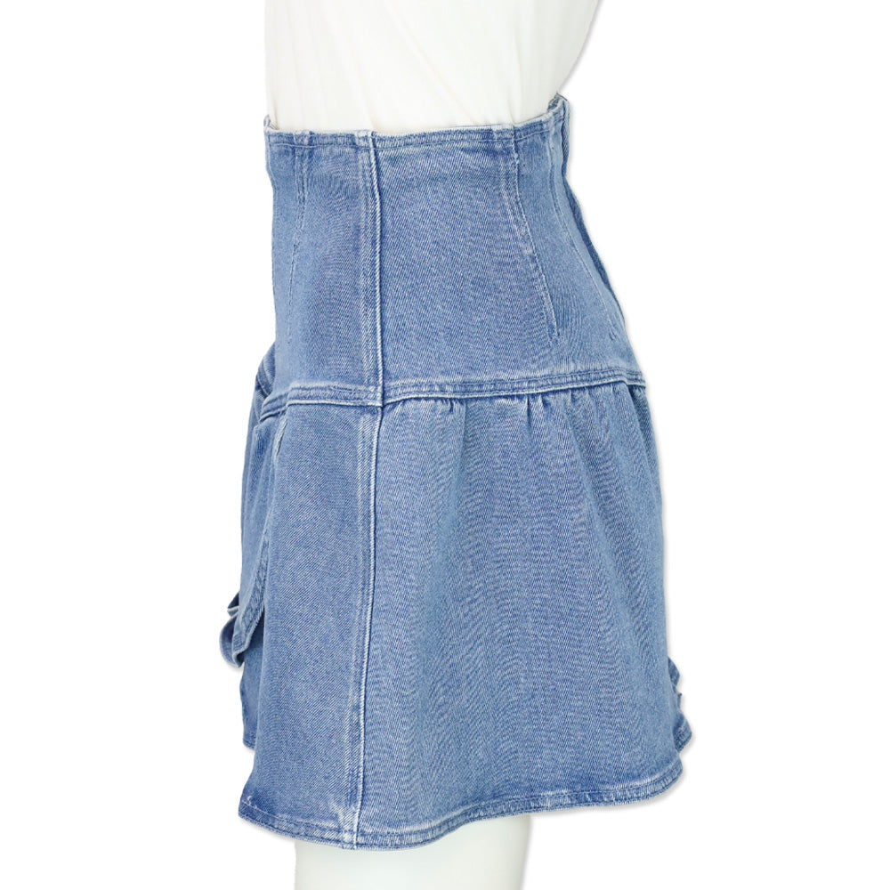 Isabel Marant Blue Dimenia Flared Wrap Mini Skirt