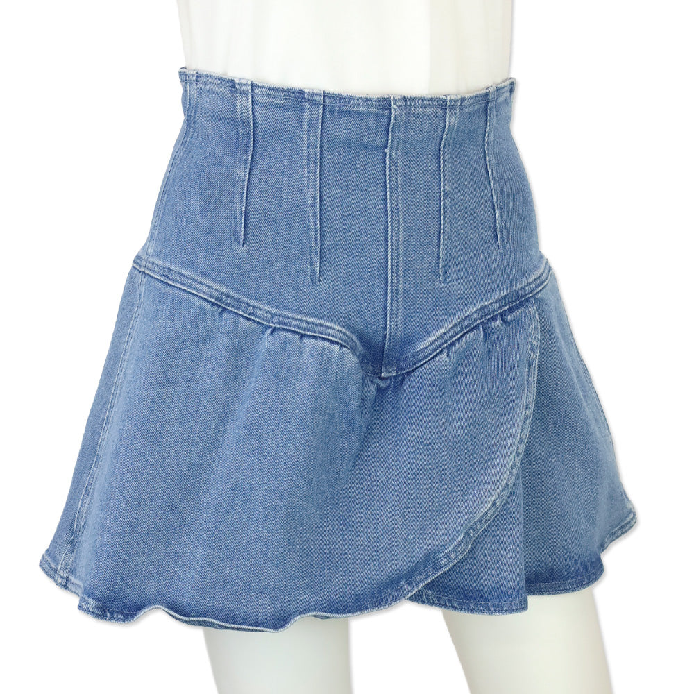 Isabel Marant Blue Dimenia Flared Wrap Mini Skirt