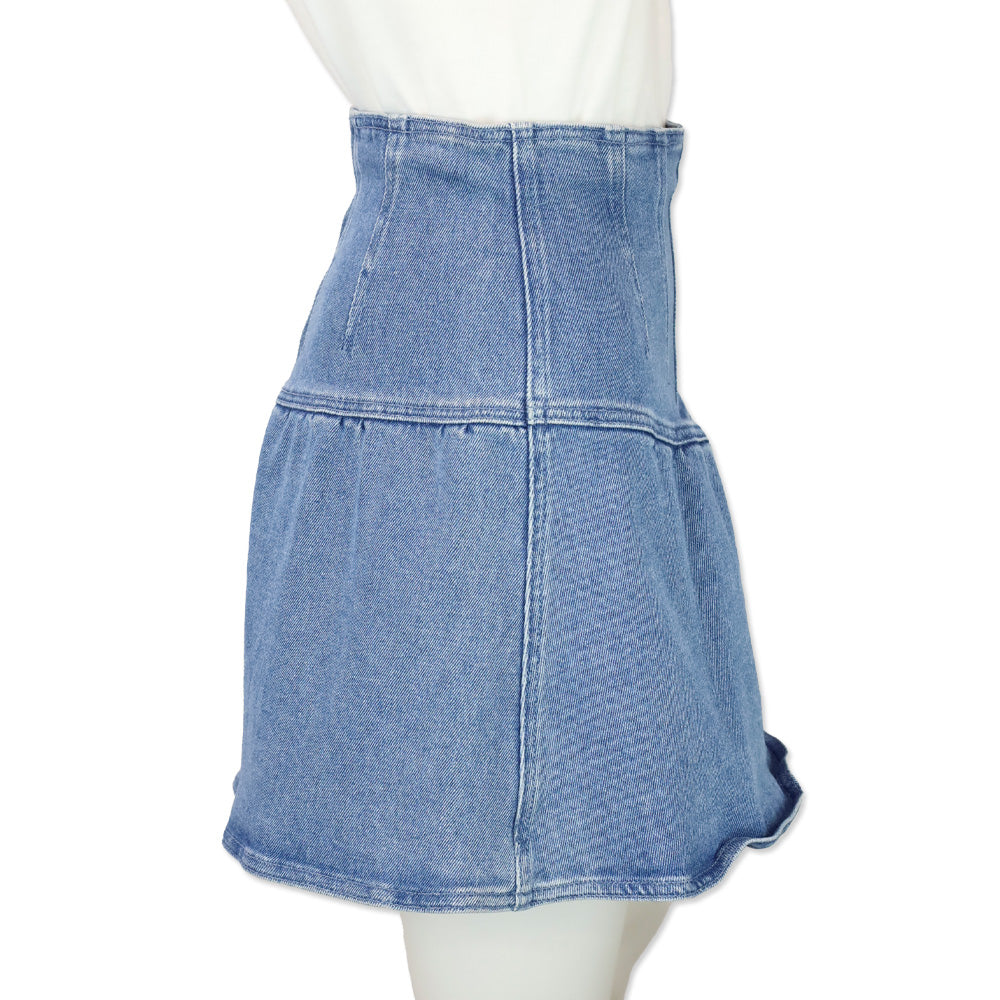 Isabel Marant Blue Dimenia Flared Wrap Mini Skirt