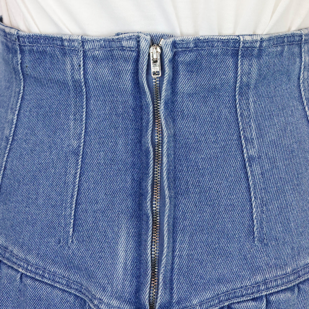 Isabel Marant Blue Dimenia Flared Wrap Mini Skirt