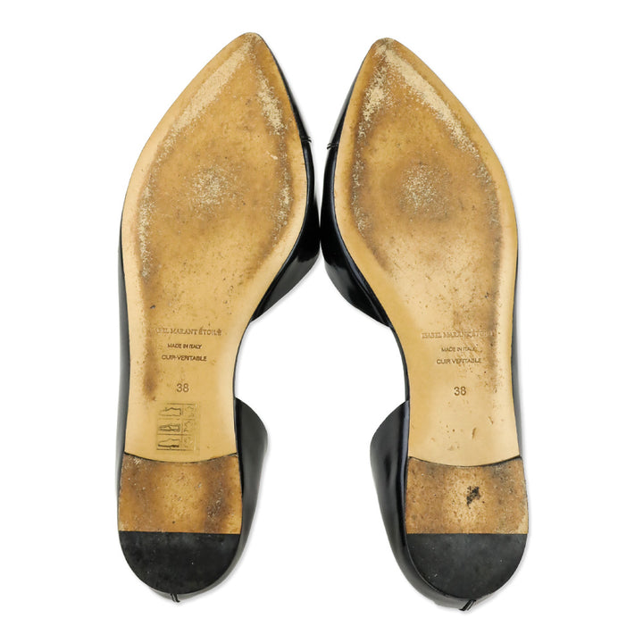 Isabel Marant Étoile Black Shiny Leather Half D'Orsay Flats