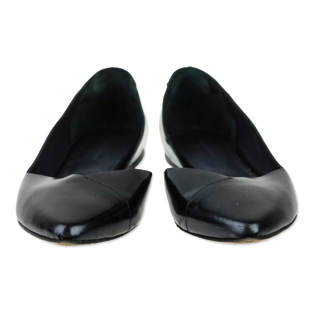 Isabel Marant Étoile Black Shiny Leather Half D'Orsay Flats