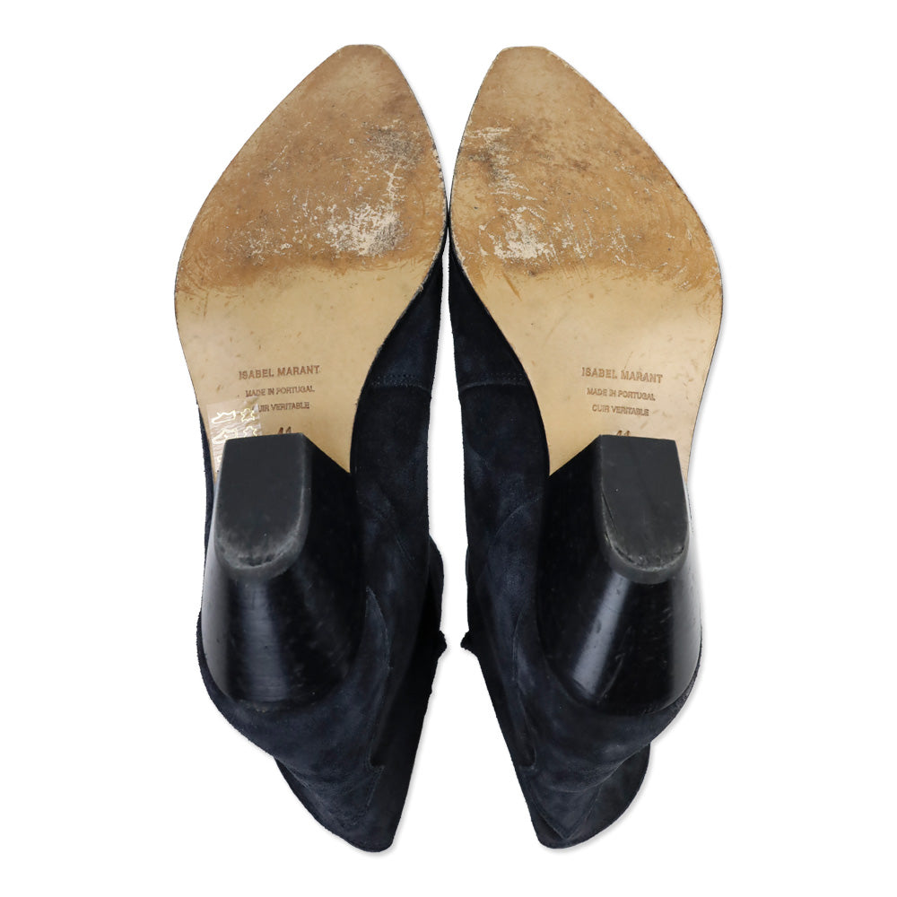 Isabel Marant Fadded Black Suede Dewina Booties