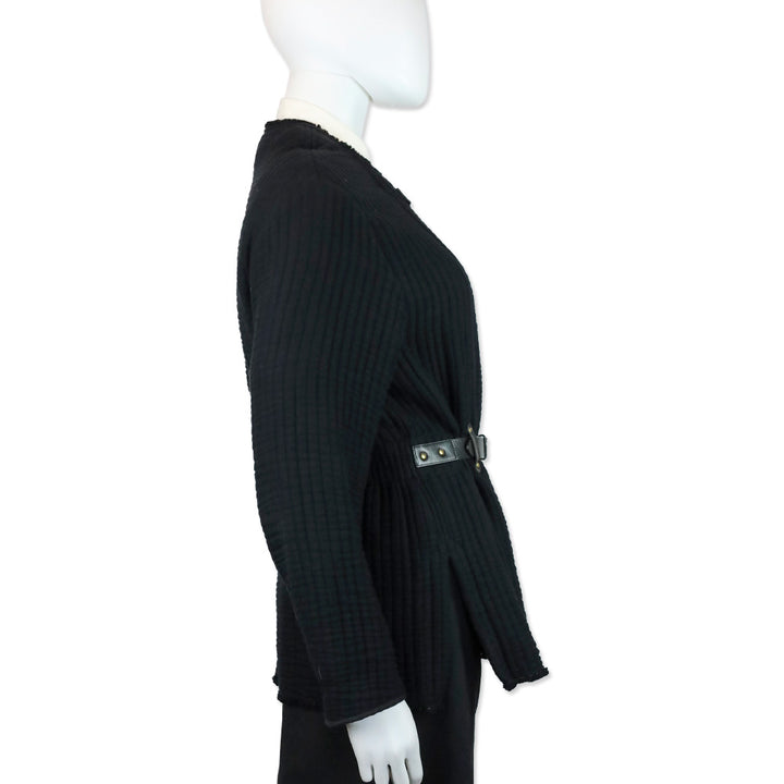 Isabel Marant Glasco Belted Quilted Leather Belt Raw Hem Jacket