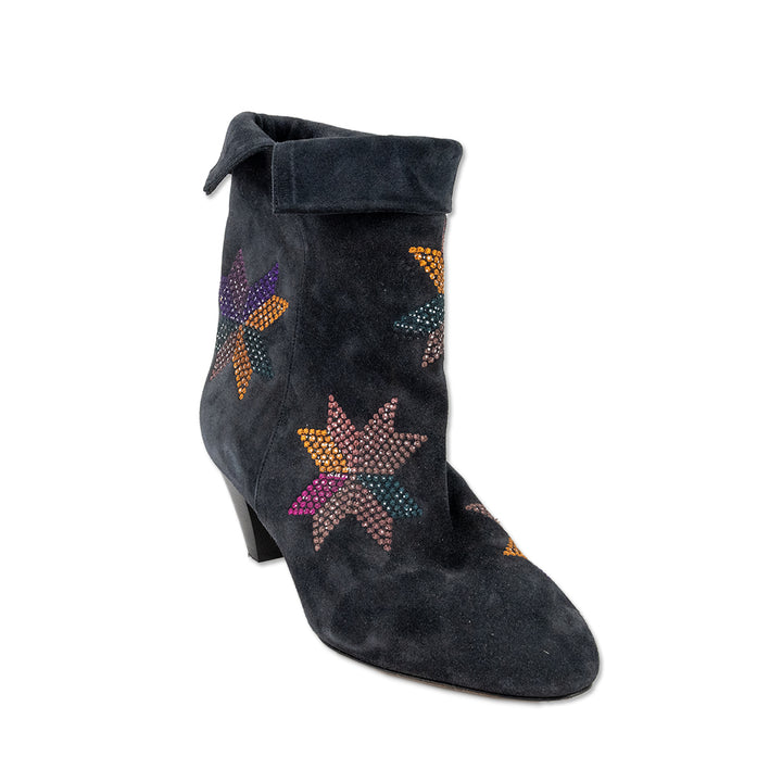 Isabel Marant Gray Suede Boots with Star Embroidery