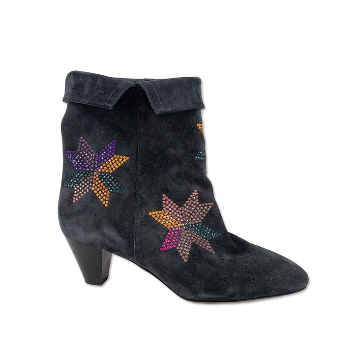 Isabel Marant Gray Suede Boots with Star Embroidery