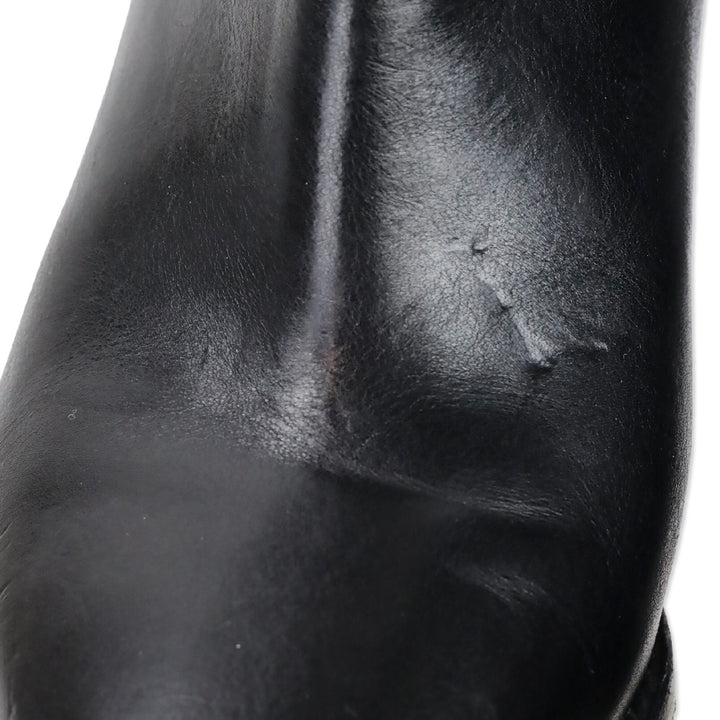 Isabel Marant Lamsy Black Leather Metal Toe Cowboy Ankle Boots