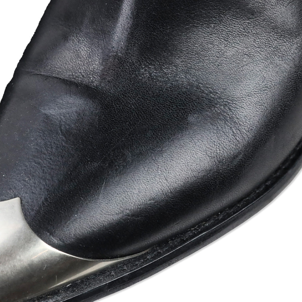 Isabel Marant Lamsy Black Leather Metal Toe Cowboy Ankle Boots