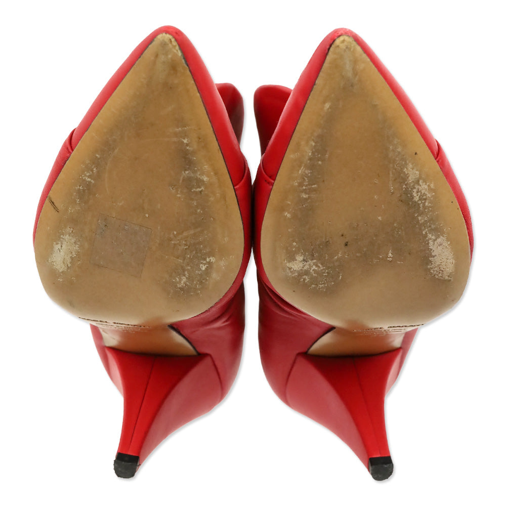 Isabel Marant Lasteen Red Ruched Leather Ankle Booties