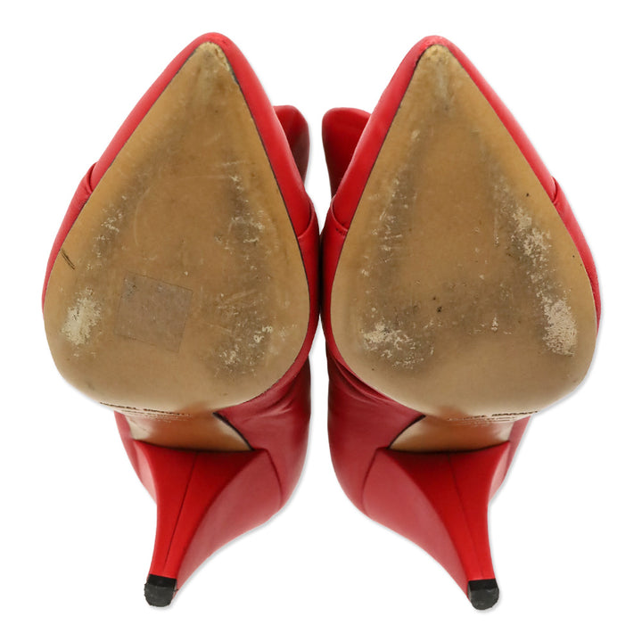 Isabel Marant Lasteen Red Ruched Leather Ankle Booties