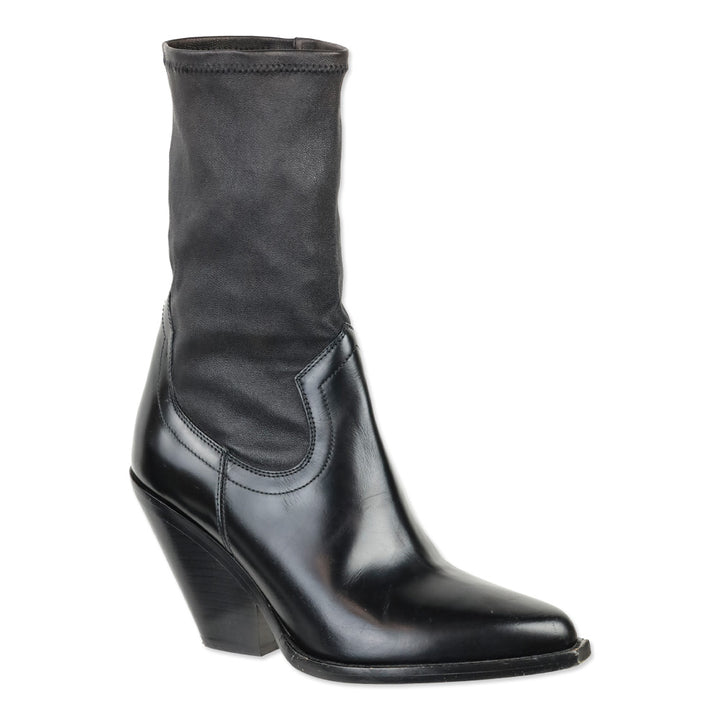 Isabel Marant Lirnee Black Leather Mid-Calf Heel Boots
