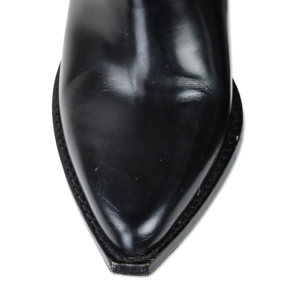 Isabel Marant Lirnee Black Leather Mid-Calf Heel Boots