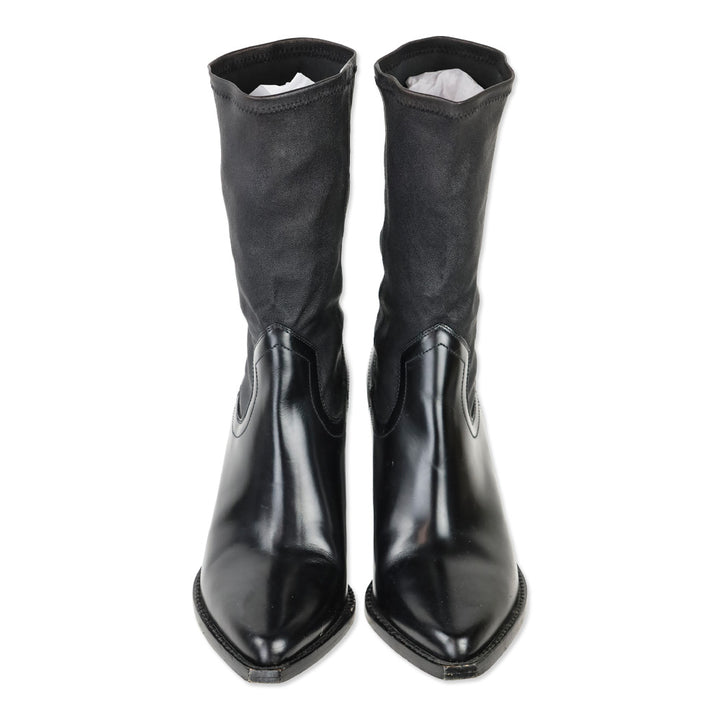 Isabel Marant Lirnee Black Leather Mid-Calf Heel Boots