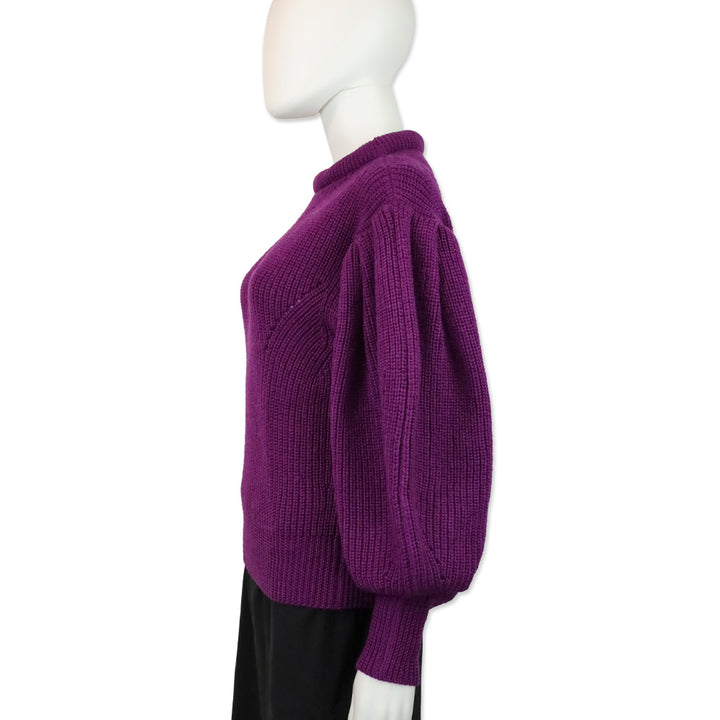 Isabel Marant Purple Knit Puff Sleeve Brettany Sweater