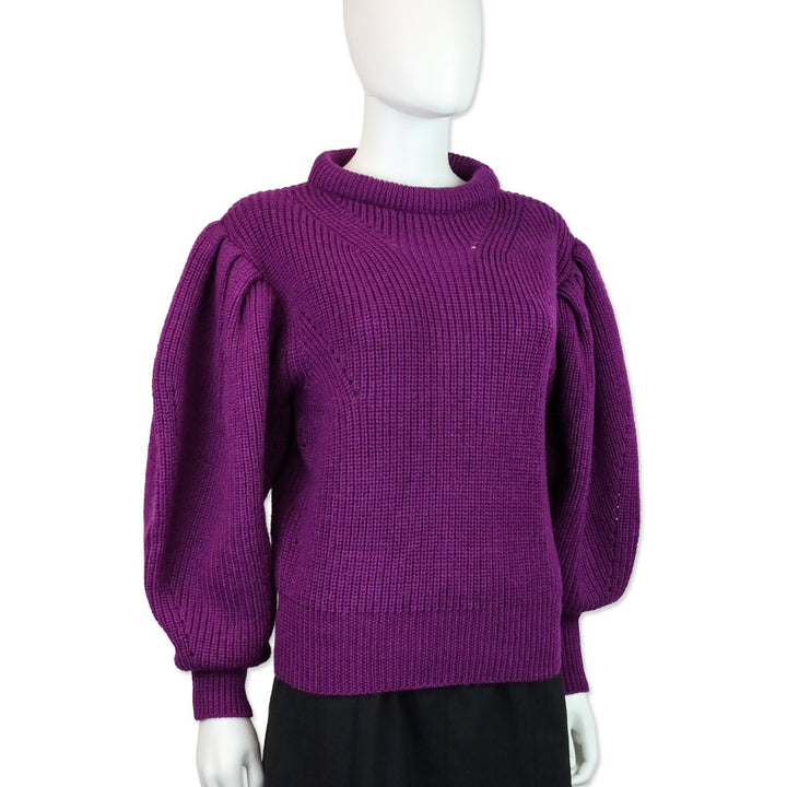 Isabel Marant Purple Knit Puff Sleeve Brettany Sweater