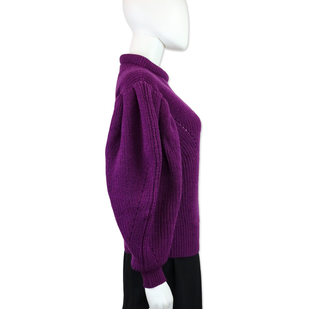 Isabel Marant Purple Knit Puff Sleeve Brettany Sweater