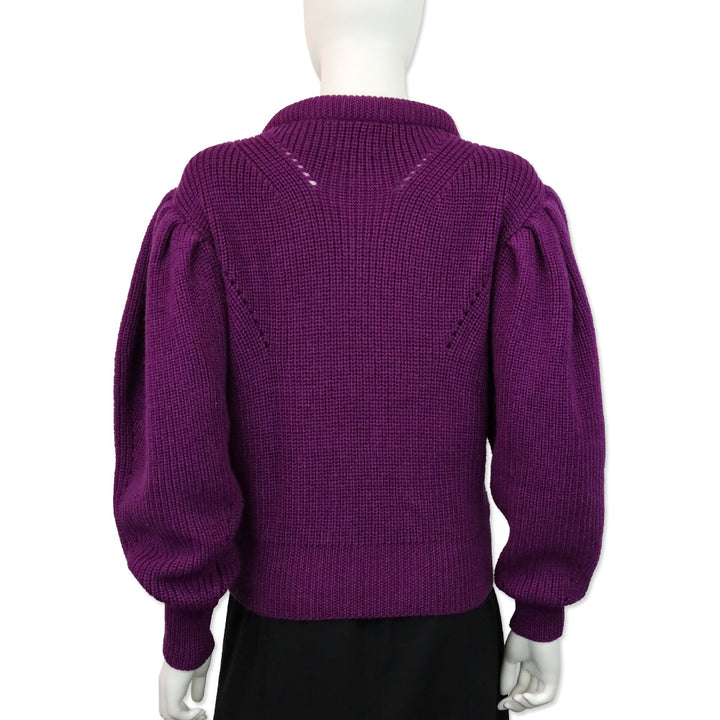 Isabel Marant Purple Knit Puff Sleeve Brettany Sweater