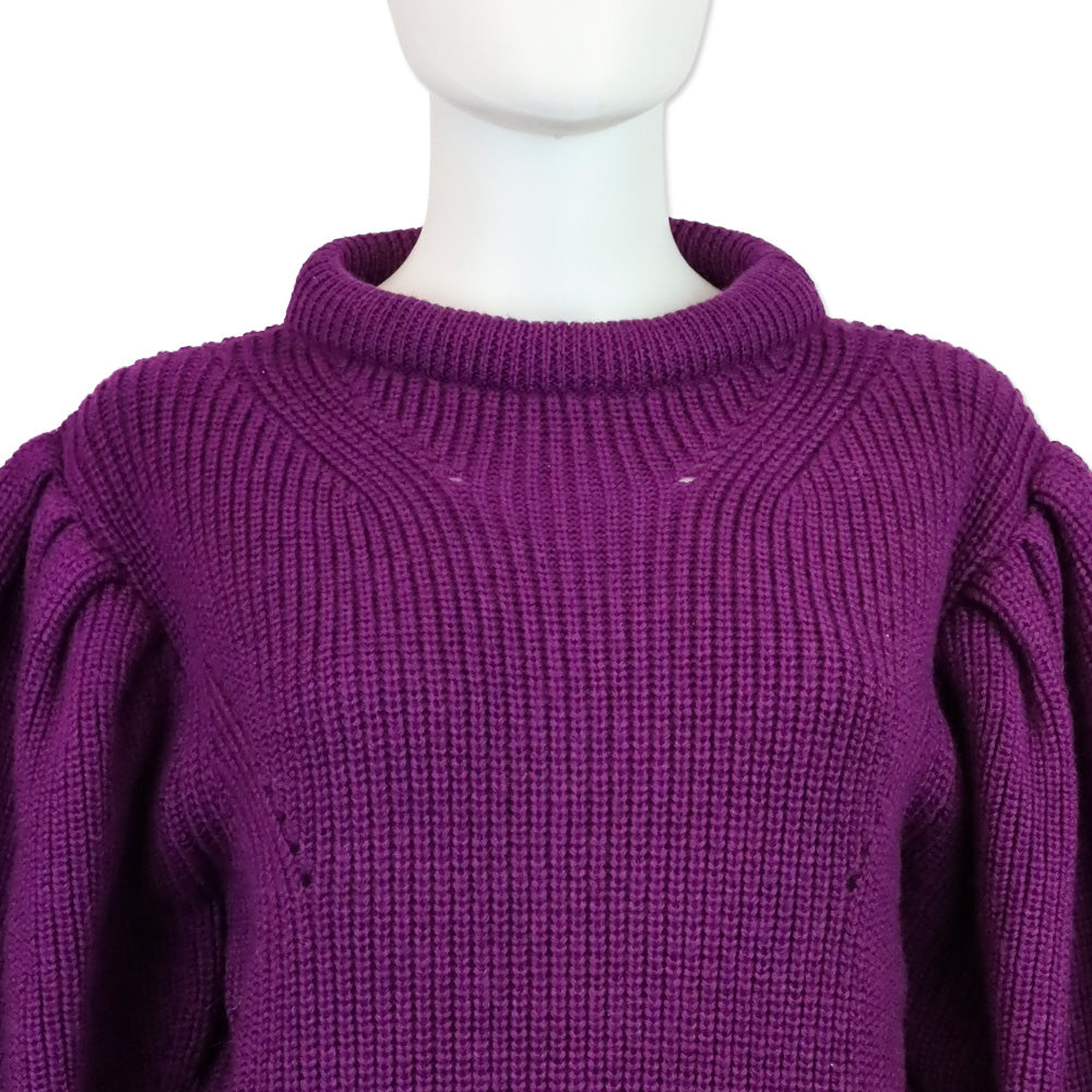 Isabel Marant Purple Knit Puff Sleeve Brettany Sweater