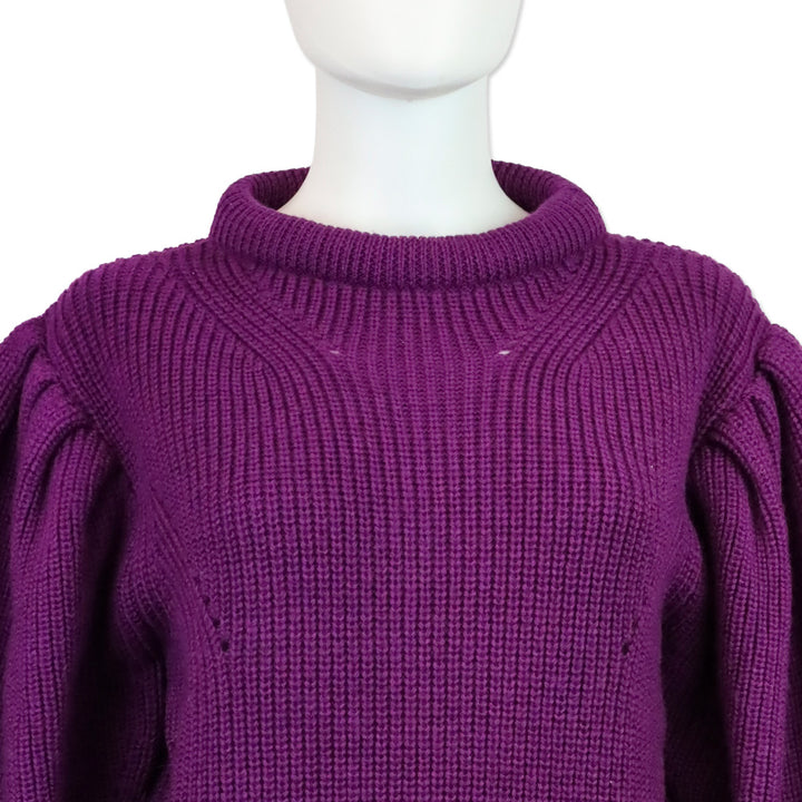 Isabel Marant Purple Knit Puff Sleeve Brettany Sweater