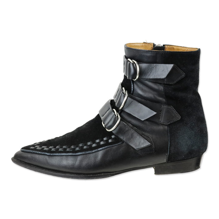 Isabel Marant ROWI Black Goat Suede and Calf Leather Ankle Boots