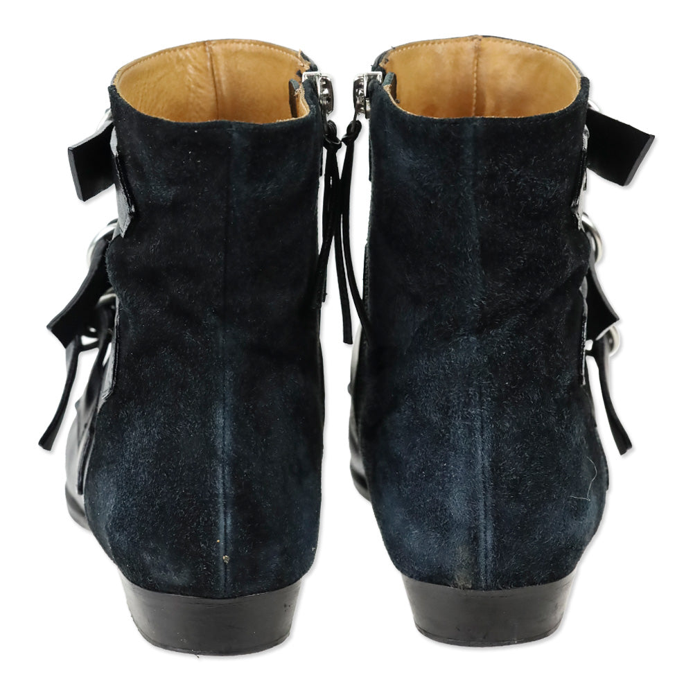 Isabel Marant ROWI Black Goat Suede and Calf Leather Ankle Boots