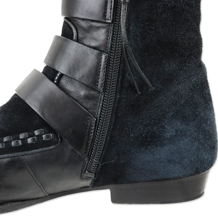 Isabel Marant ROWI Black Goat Suede and Calf Leather Ankle Boots