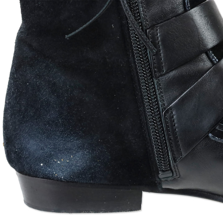 Isabel Marant ROWI Black Goat Suede and Calf Leather Ankle Boots