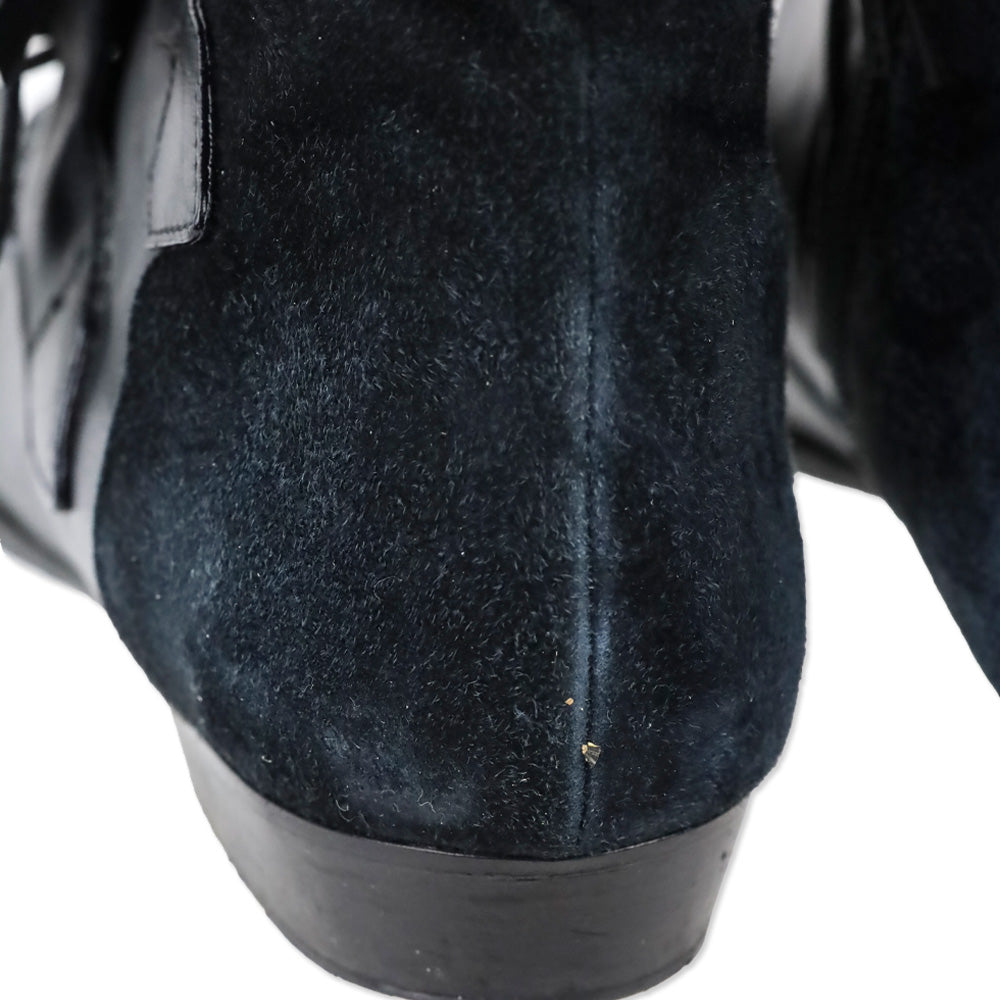 Isabel Marant ROWI Black Goat Suede and Calf Leather Ankle Boots