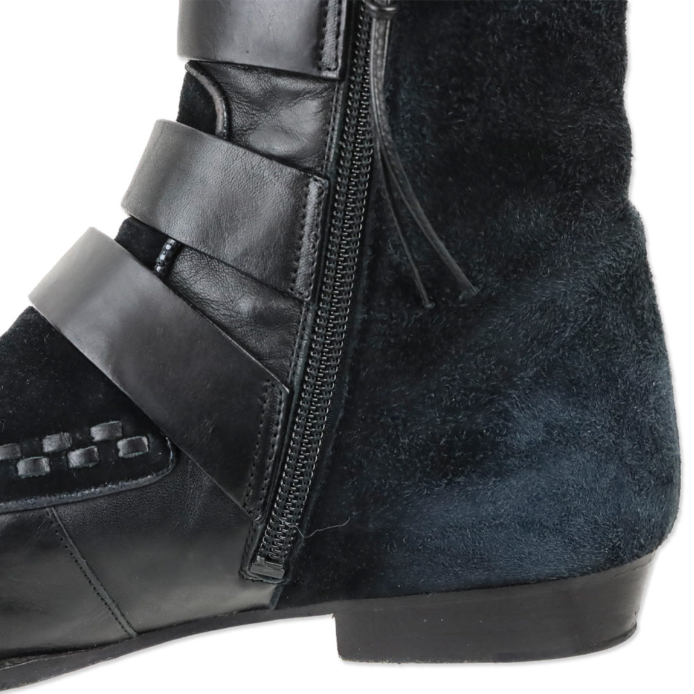 Isabel Marant ROWI Black Goat Suede and Calf Leather Ankle Boots