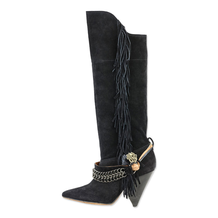 Isabel Marant S/S 2010 Black Suede Dana Fringed Boots