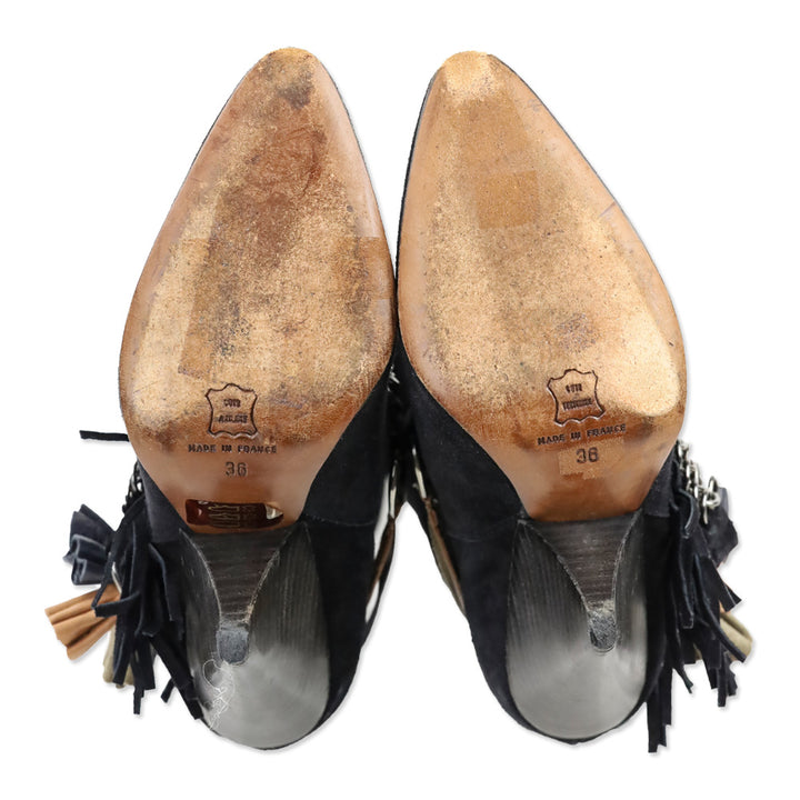 Isabel Marant S/S 2010 Black Suede Dana Fringed Boots