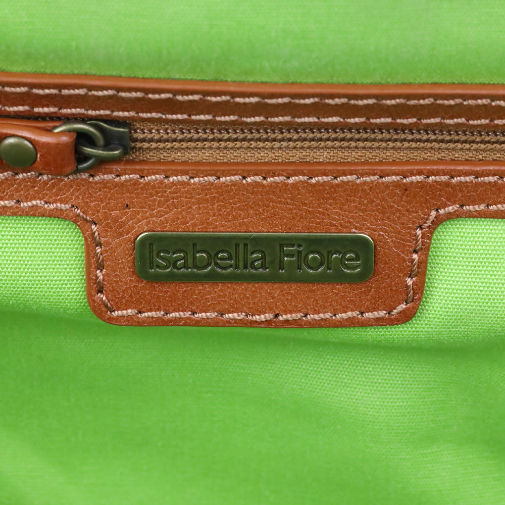 Isabella Fiore Wicker Basket Satchel With Tan Leather Trim