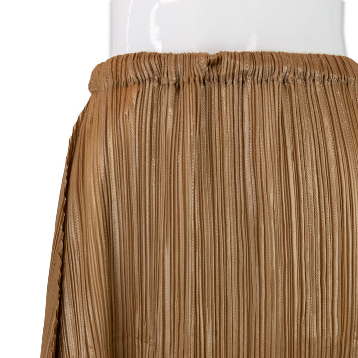 Issey Miyake Brown Angled Pleated Midi Skirt