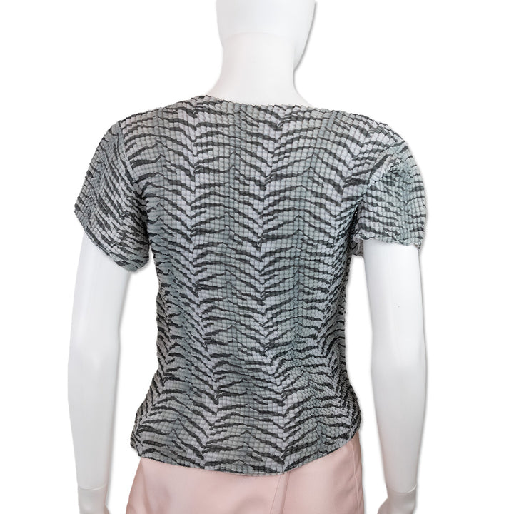 Issey Miyake Grey Zebra Print Pleated Top