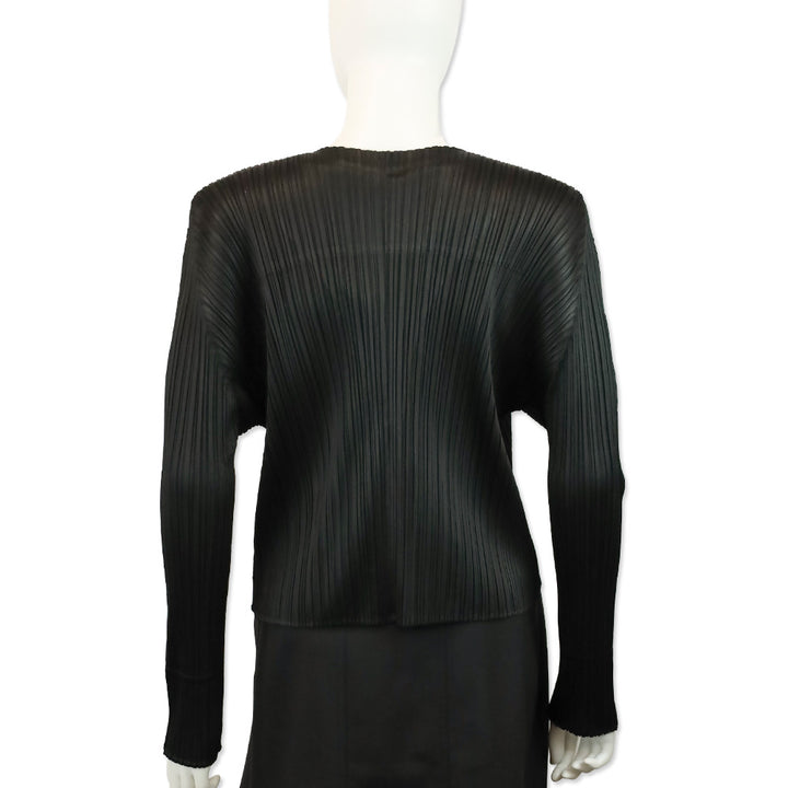 Issey Miyake Pleats Please Black/Navy Pleated Merry Bicolor Cardigan