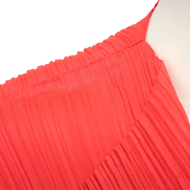 Issey Miyake Pleats Please July Monthly Colors: Bright Red Open Front Cardigan