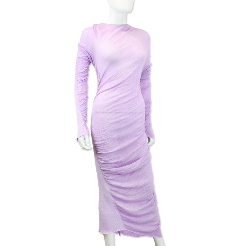 Issey Miyake Purple Ambiguous Asymmetric Knit Midi Dress